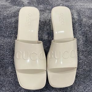 Women's rubber slide white sandals size:38